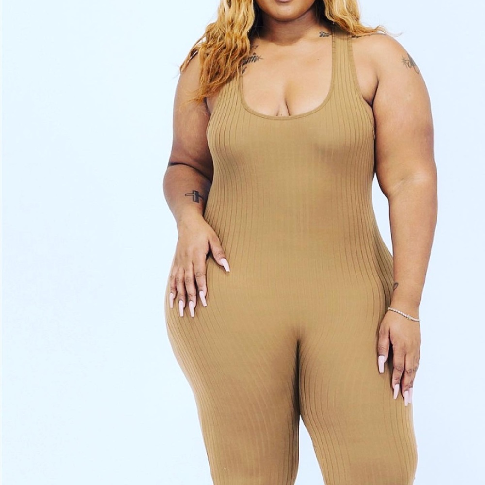 Plus size mocha jumpsuit